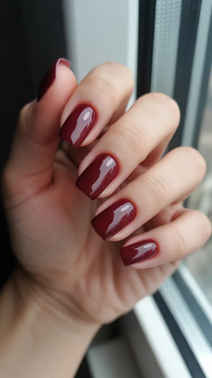 dark burgundy nails 2026 Glossy Cabernet Confidence