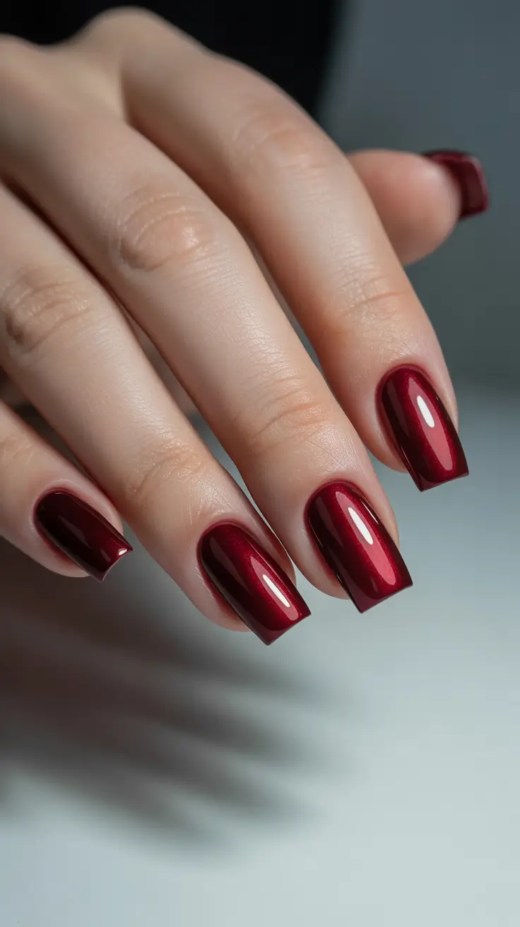 dark burgundy nails 2026 Glazed Cabernet Square Shine