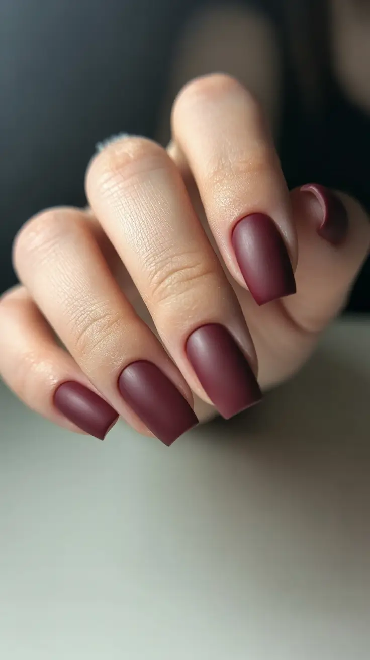 dark burgundy nails 2026 Velvet-Matte Merlot