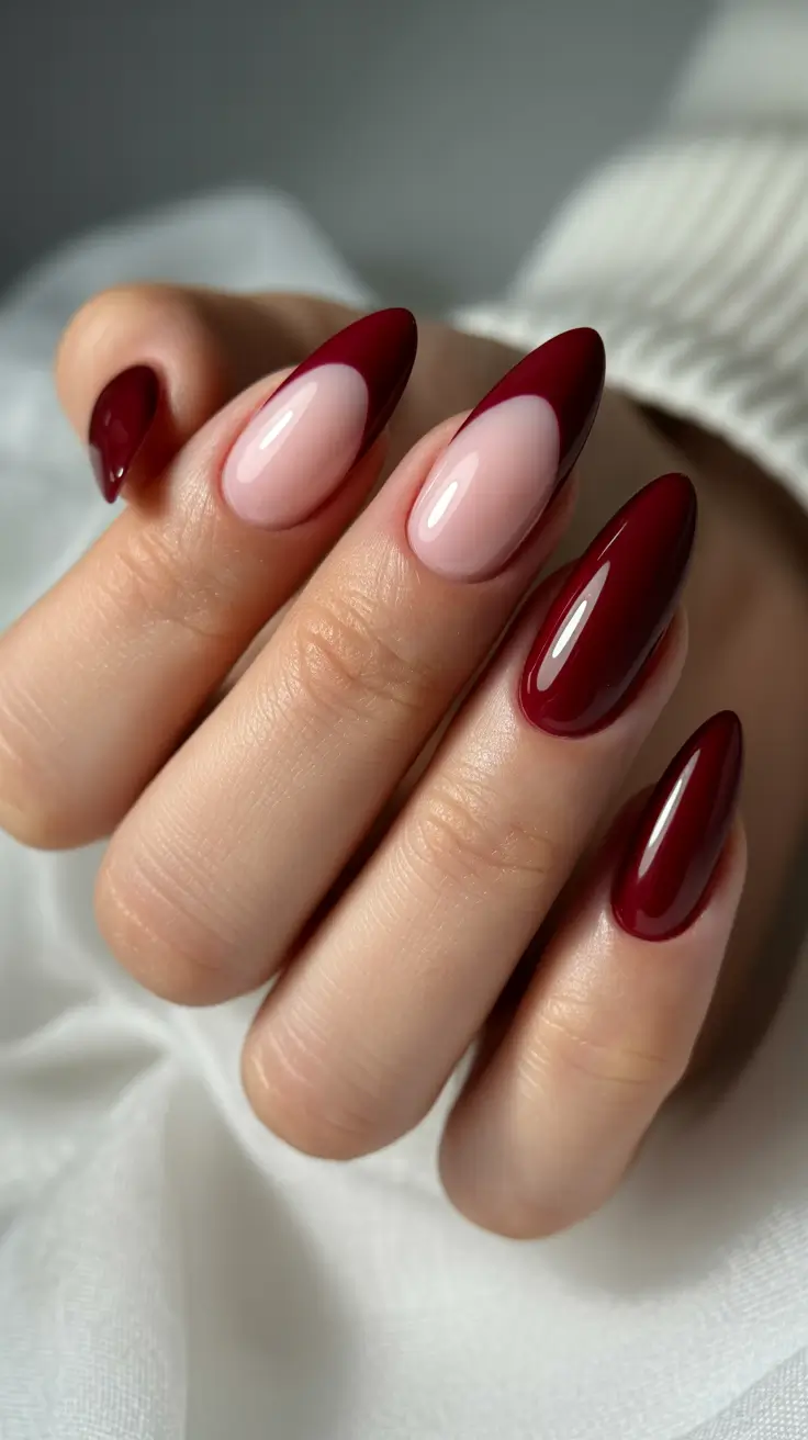 dark burgundy nails 2026 Sleek Merlot Stiletto