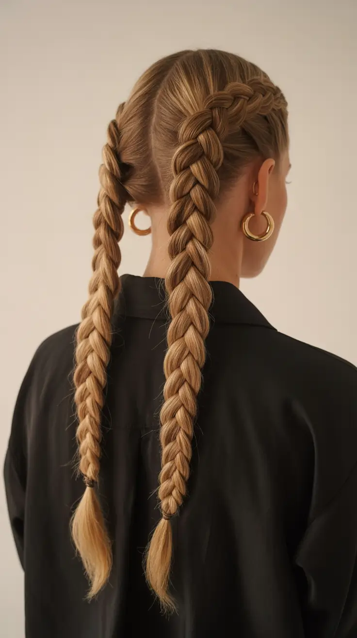 Easy braided hairstyles 2026 Sporty Dutch Braids With a Soft Luxe Finish