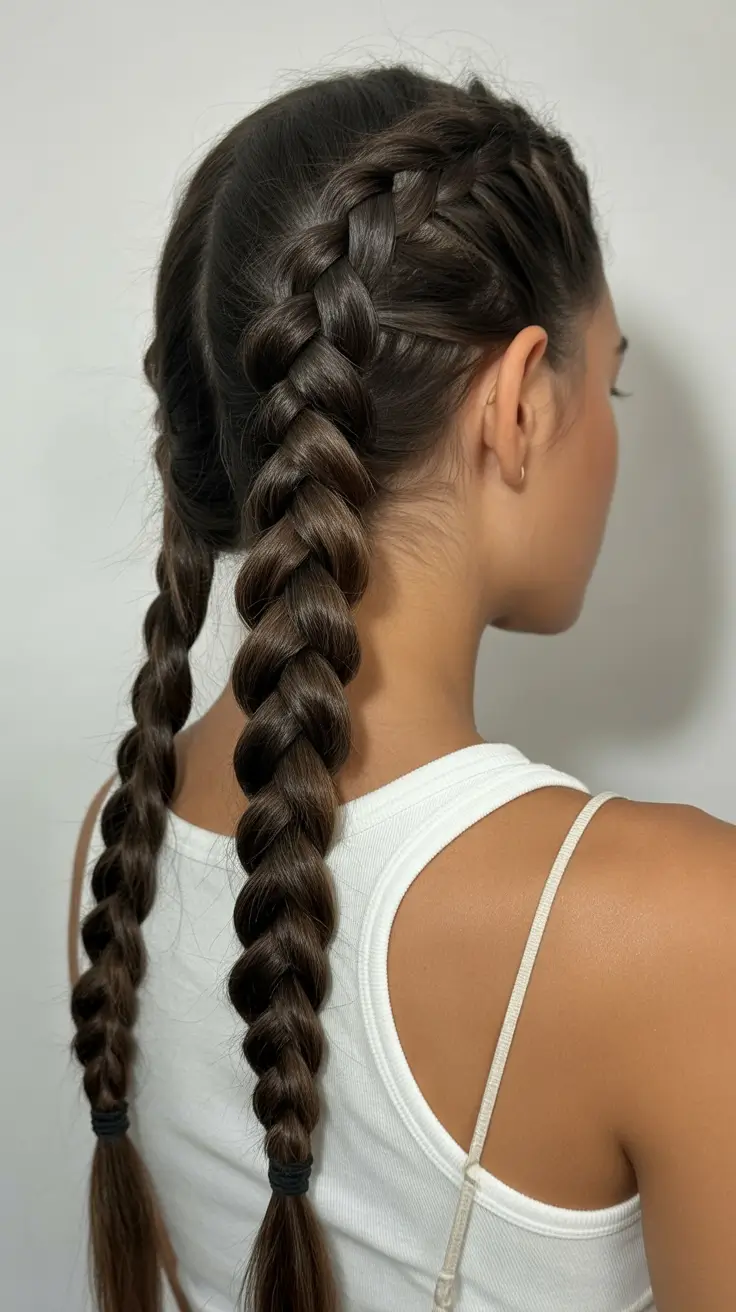 Easy braided hairstyles 2026 Classic Double Dutch Braids With Soft Volume