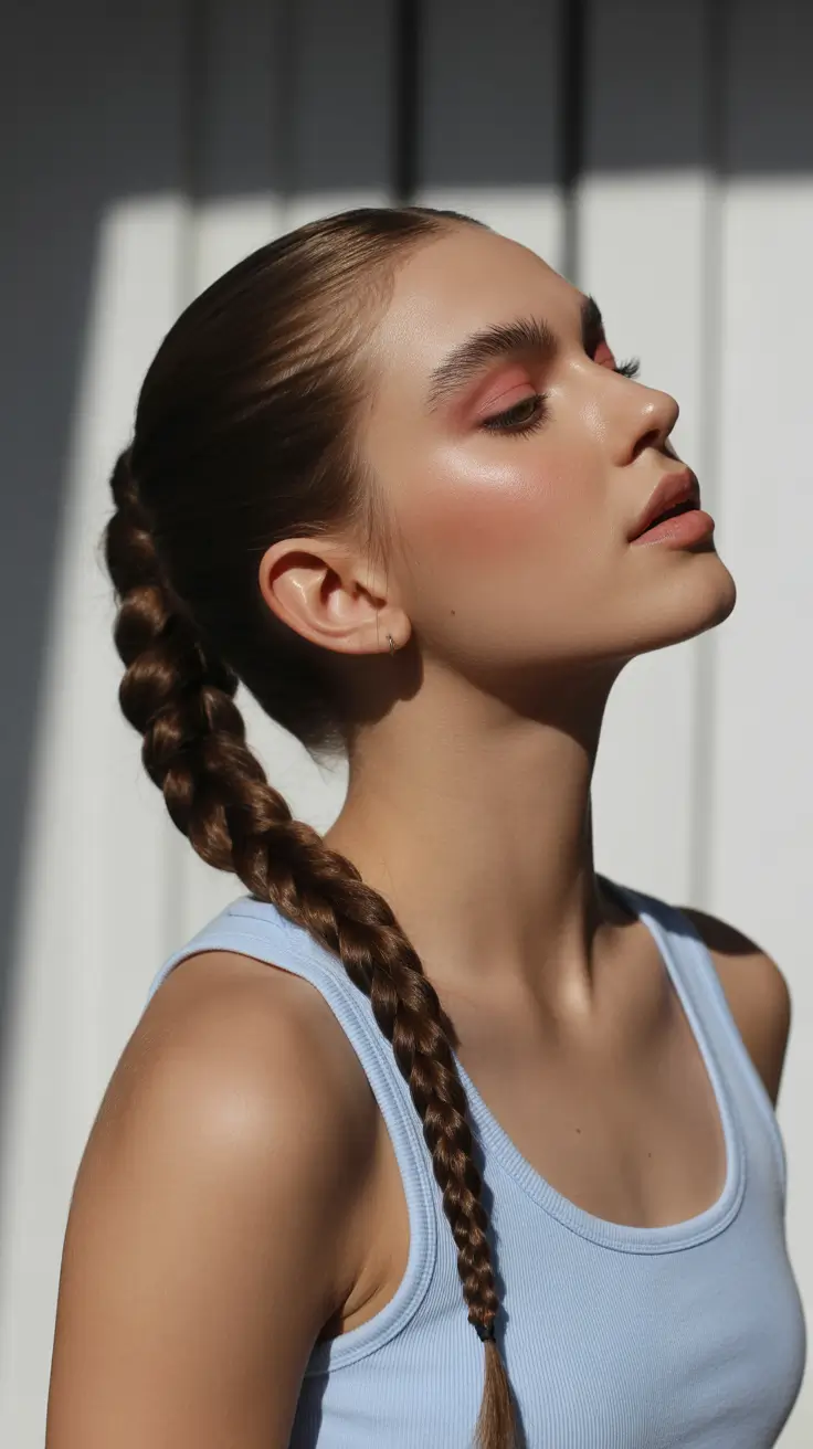 Easy braided hairstyles 2026 Sleek Single Braid With Polished Shine