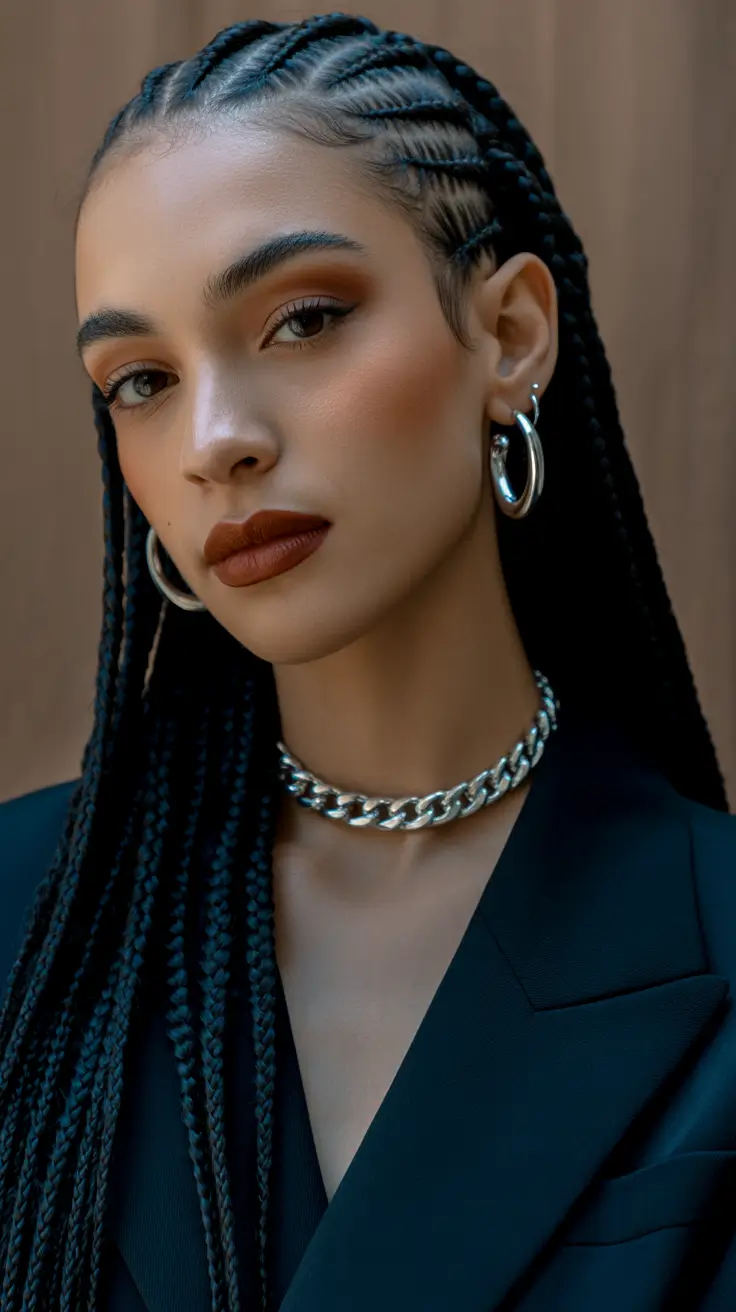 Easy braided hairstyles 2026 Sleek Side Cornrows Into Long Knotless Lengths