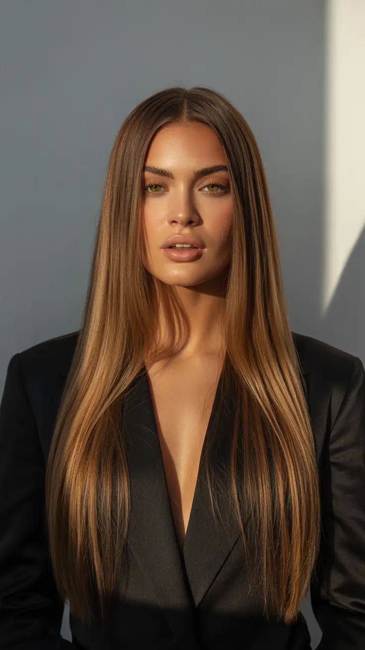 Haircut Ideas for Long Hair 2026 Satin Straight Elegance