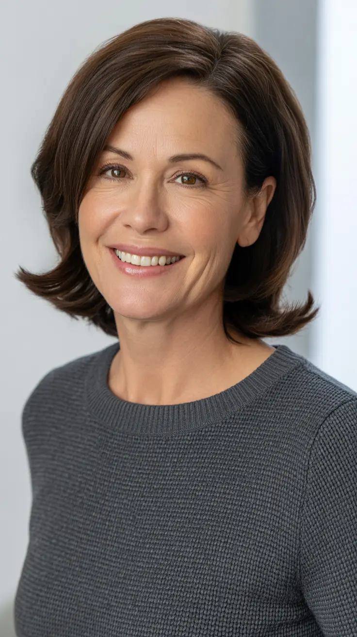 Haircut ideas for women over 40 2026 Polished Short Bob for Fine Hair