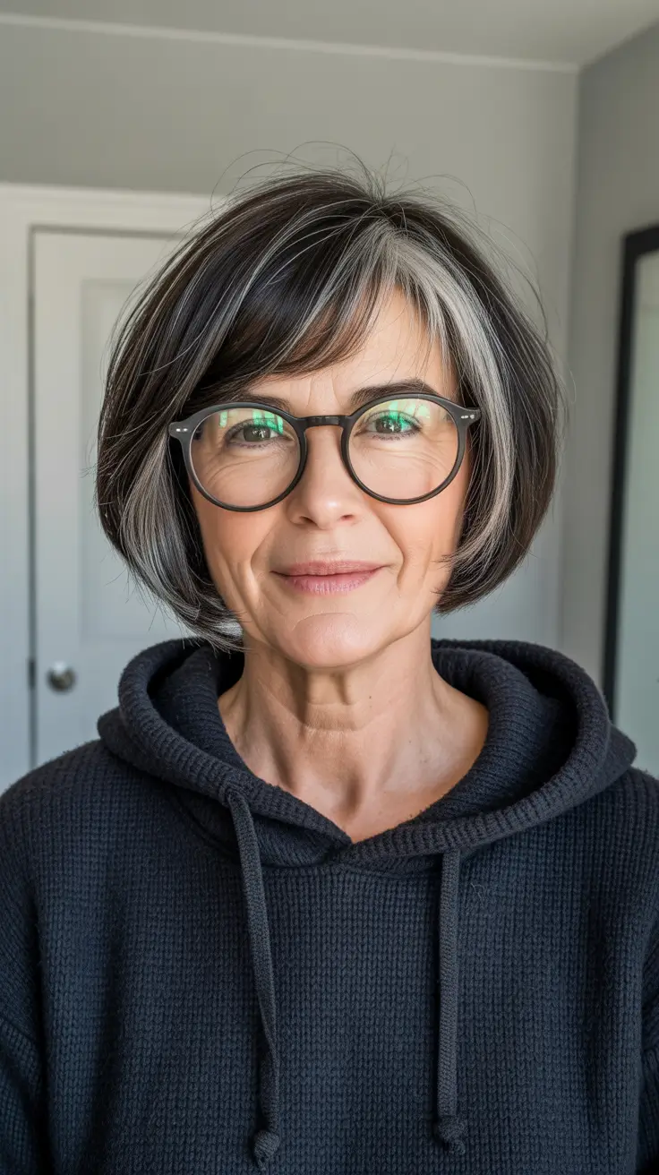 haircuts for women over 50 with bangs Two-Tone Bob with Classic Bangs