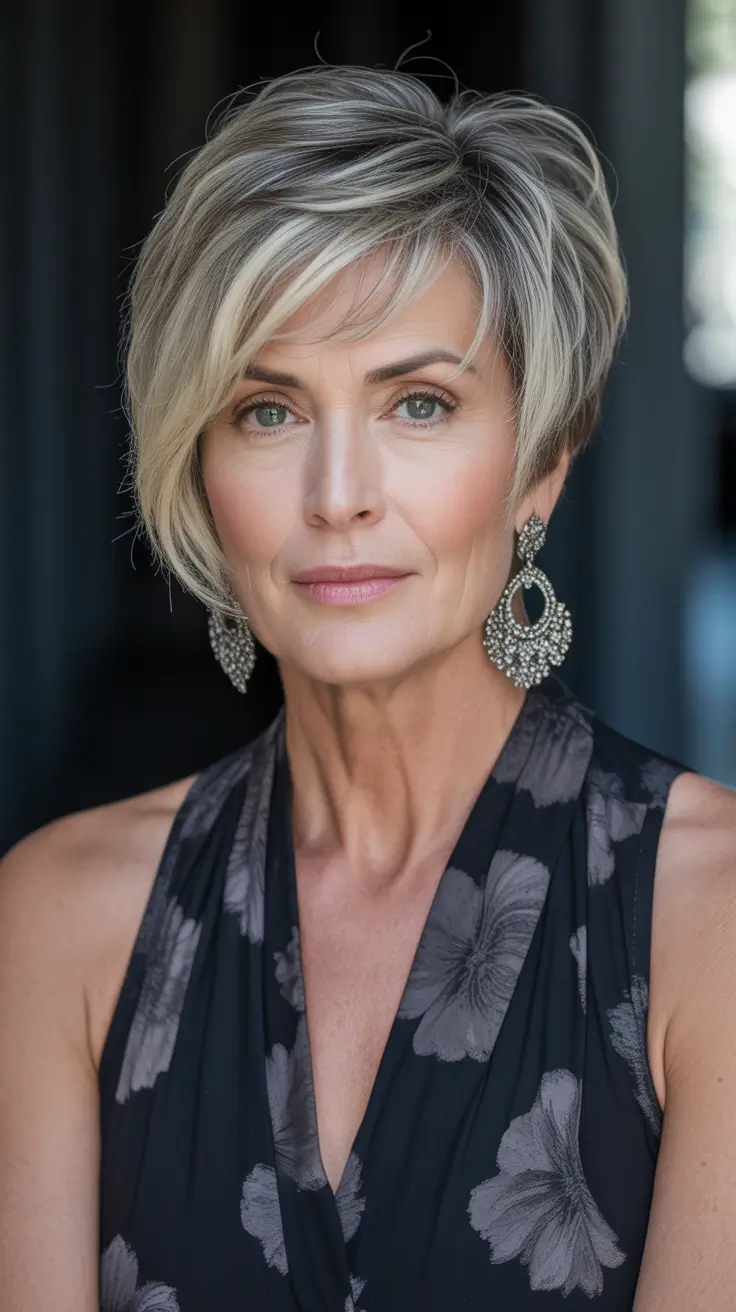 haircuts for women over 50 short pixie Polished Pixie with Platinum Accents