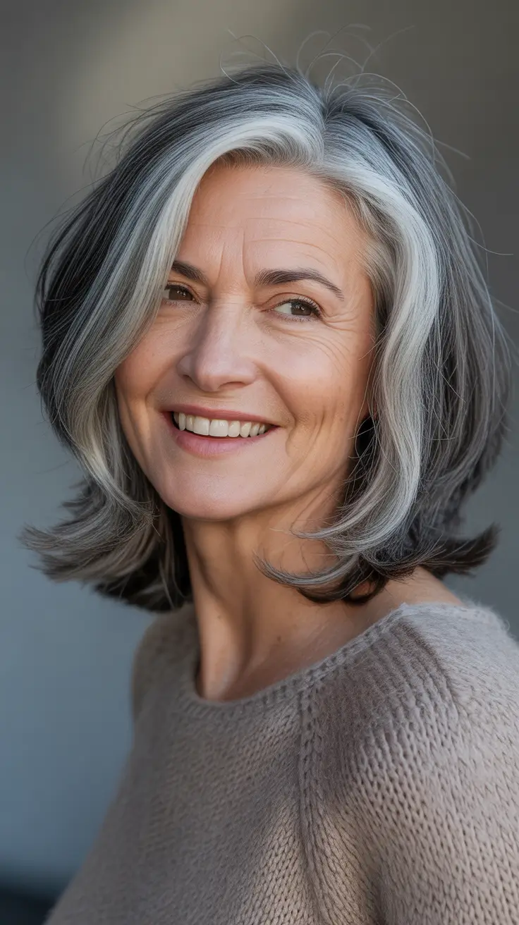 haircuts for women over 50 short bob Modern Layered Bob with Soft Dimension