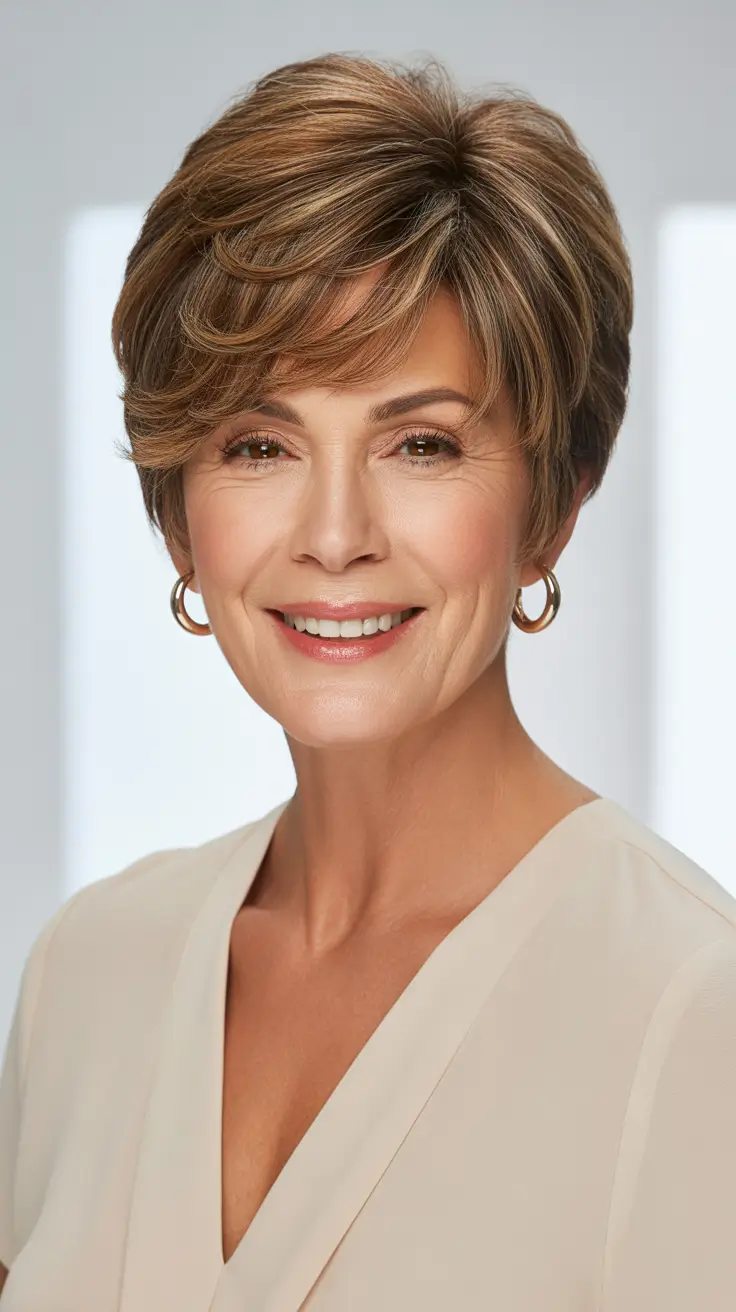 haircut ideas for women over 60 2026 Textured Short Bixie