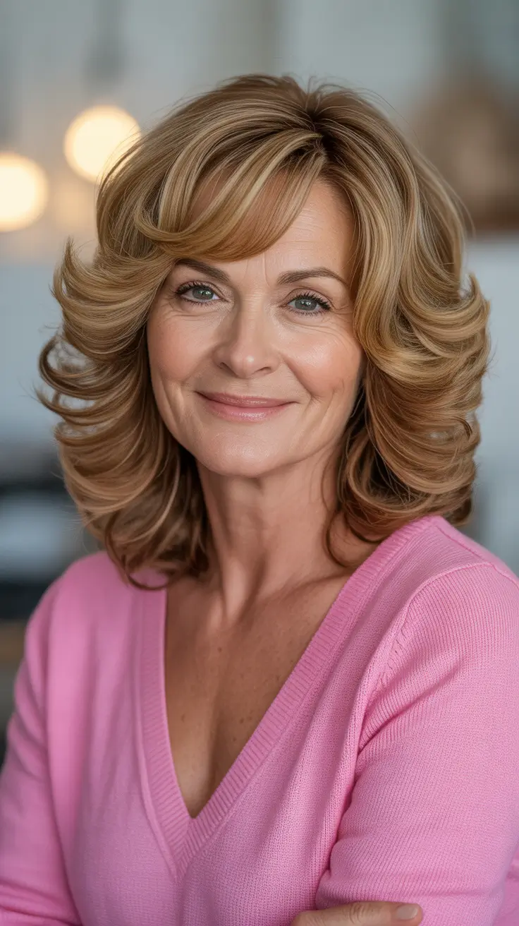 haircut ideas for women over 60 2026 Layered Shoulder-Length Bounce