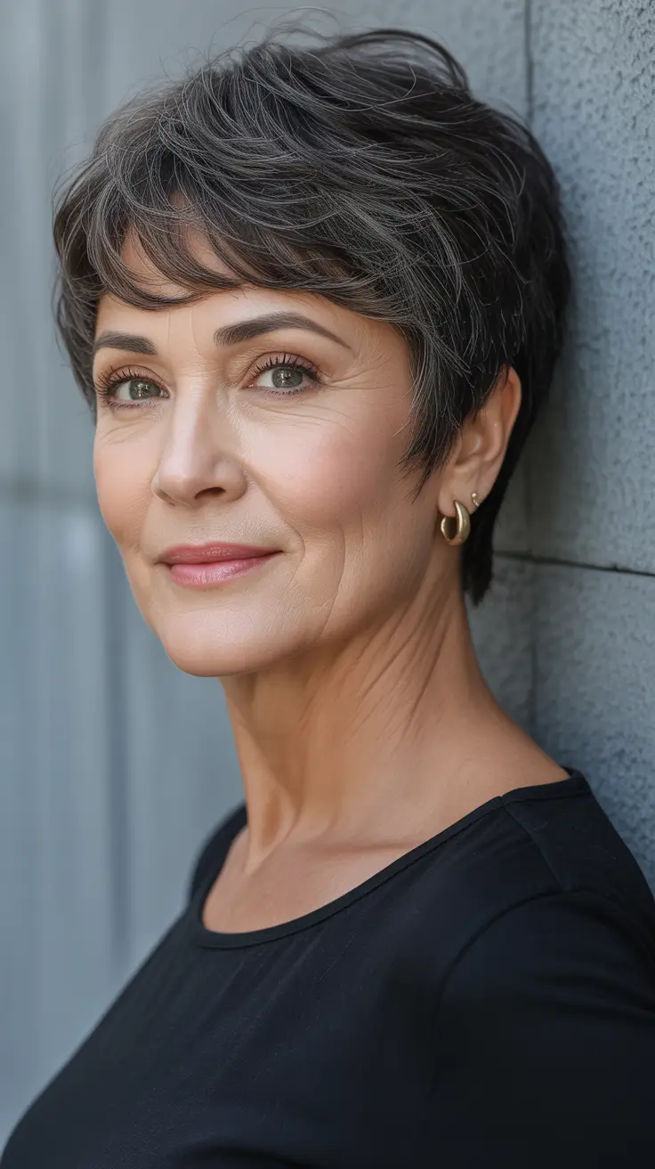 haircut ideas for women over 60 2026 Chic Short Pixie Cut