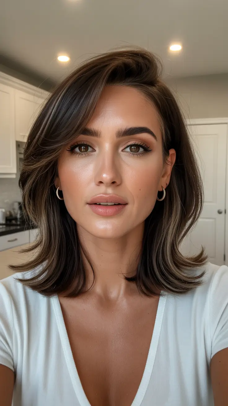 hairstyles for medium length hair 2026 Textured Contour Lob With Natural Bounce