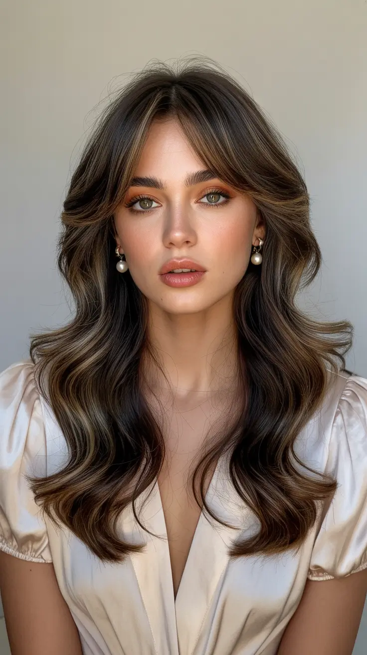 hairstyles for medium length hair 2026 Voluminous Curtain Waves With Silky Finish