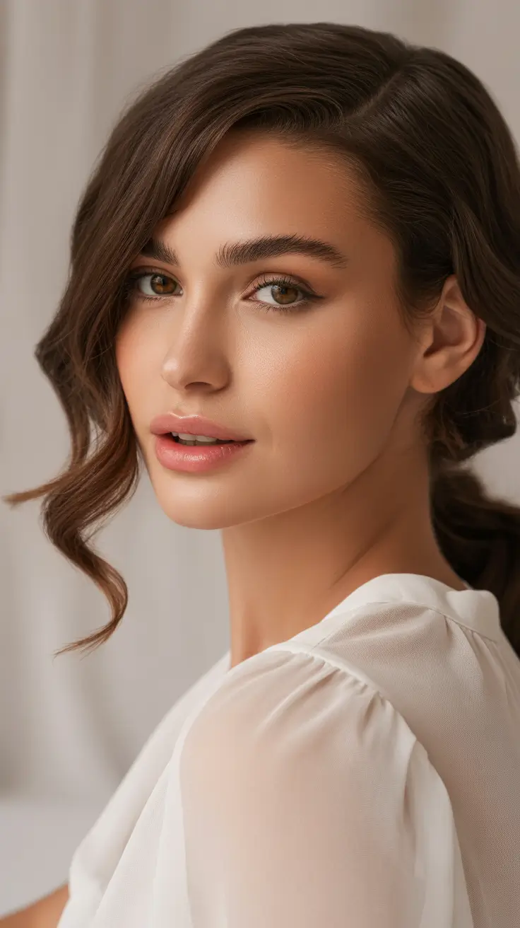 hairstyles for medium length hair 2026 Romantic Side-Tucked Waves With Soft Curl