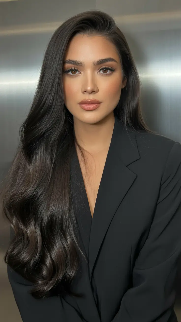 hairstyles for medium length hair 2026 Ultra-Sleek Espresso Layers