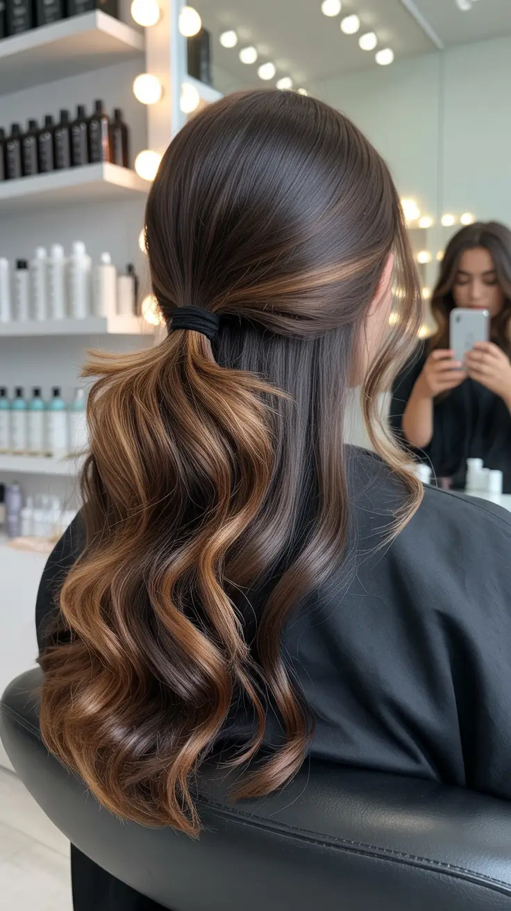 Half up half down hair inspiration 2026 Classic Salon Half Pony with Dimensional Waves