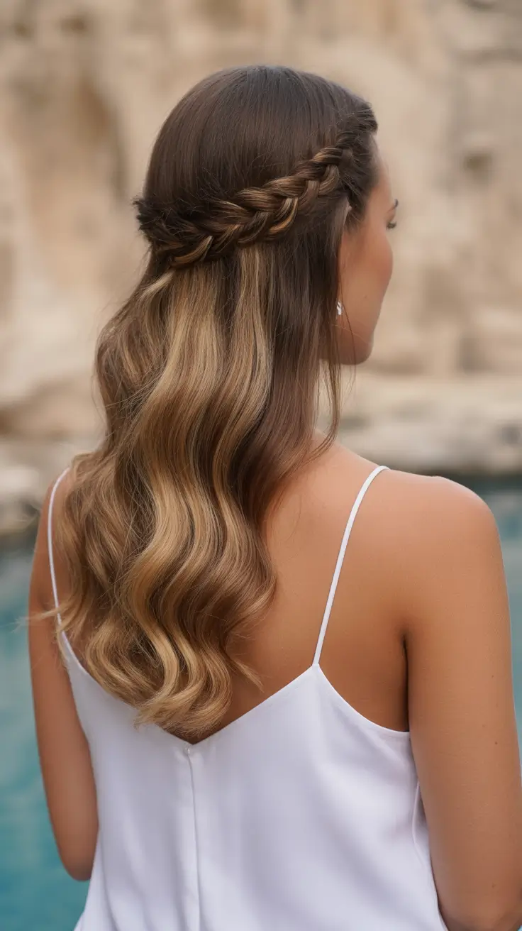 Half up half down hair inspiration 2026 Boho Braided Crown with Loose Length