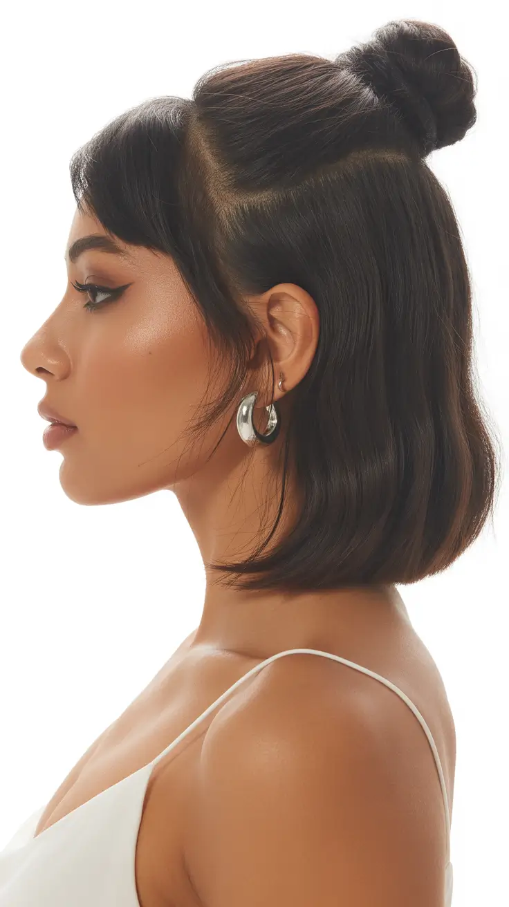 Half up half down hair inspiration 2026 Short Length Half Up with Clean Lines