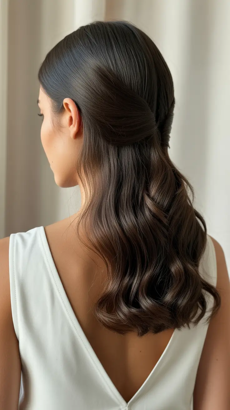 Half up half down hair inspiration 2026 Low Volume Half Up with Soft Natural Waves