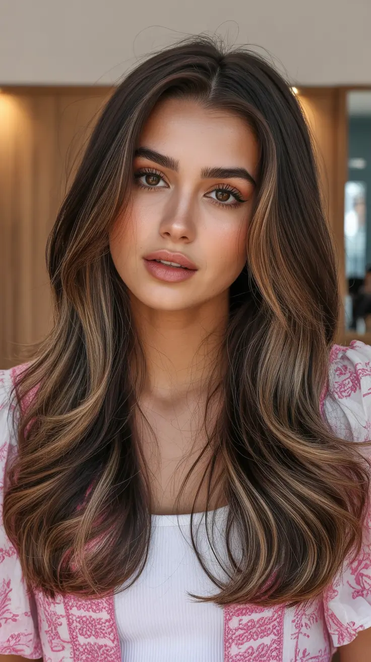 Long Haircut Ideas 2026 Caramel Veil Face-Framing Cut