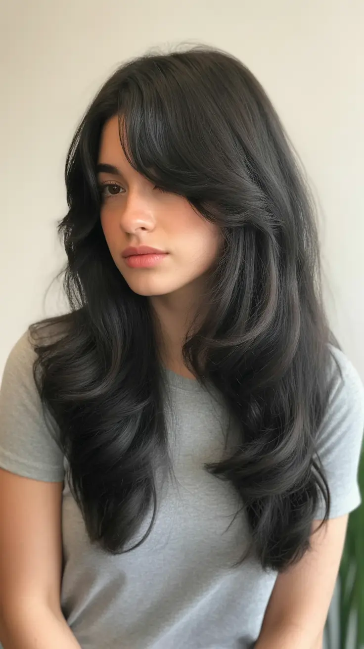 Long Haircut Ideas 2026 Jet Black 70s Butterfly Layers