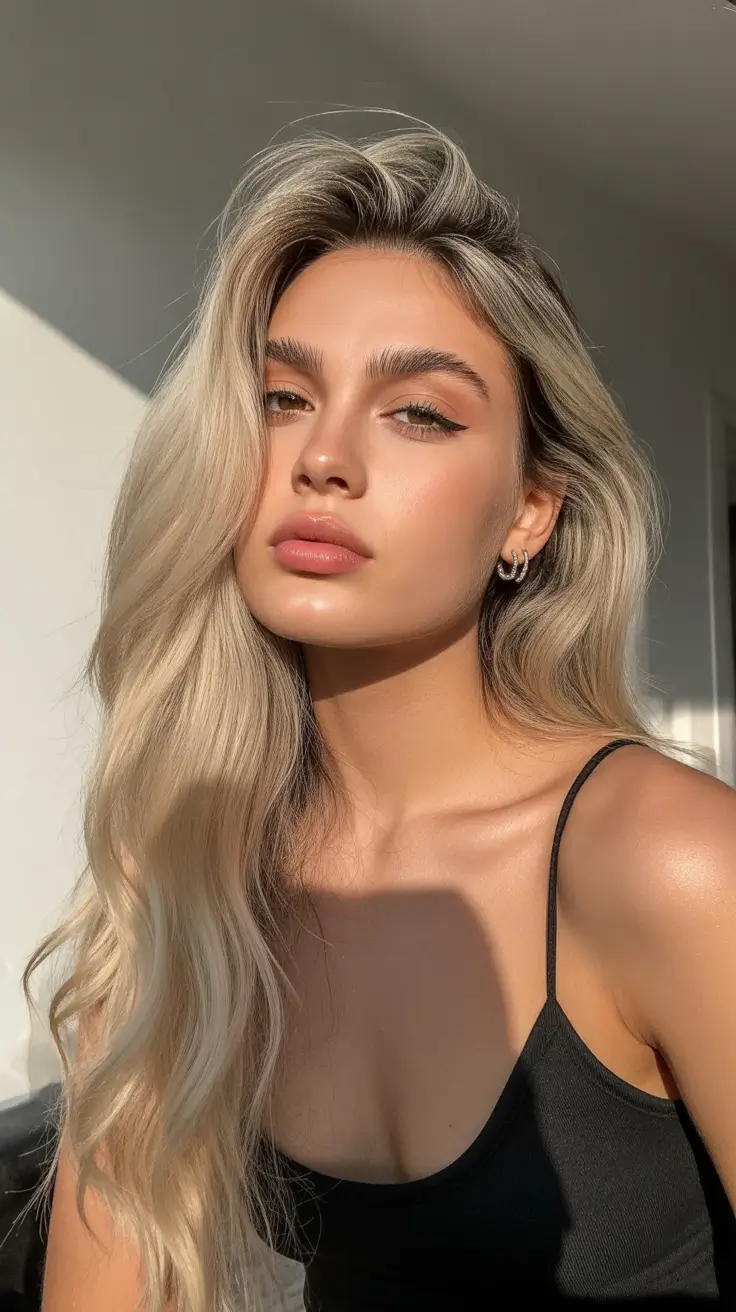 Long Haircut Ideas 2026 Sunlit Blonde Side Part Layers