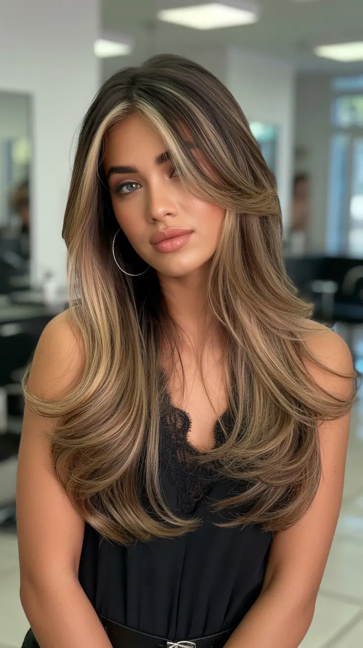 Long Haircut Ideas 2026 Dimensional Honey Highlights with Butterfly Layers