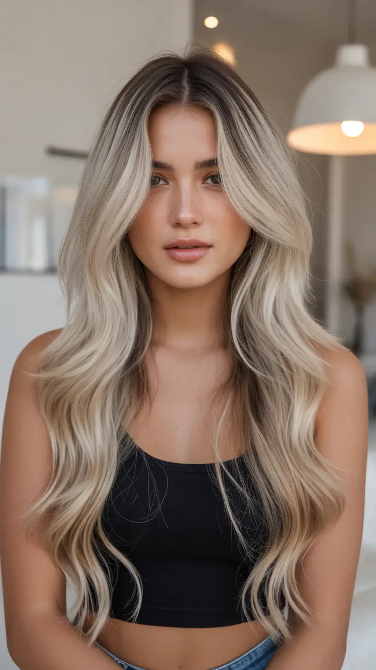 Long Haircut Ideas 2026 Ash Balayage Waves