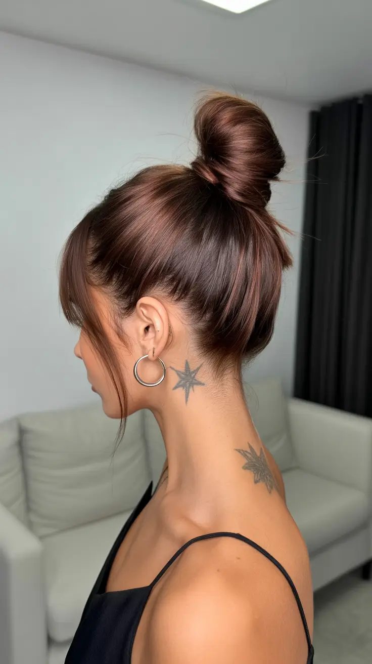 Modern bun hairdos 2026 The soft messy bun with quiet attitude