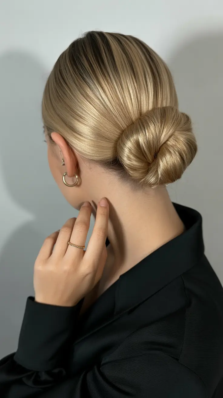 Modern bun hairdos 2026 The sleek low bun with modern minimalism
