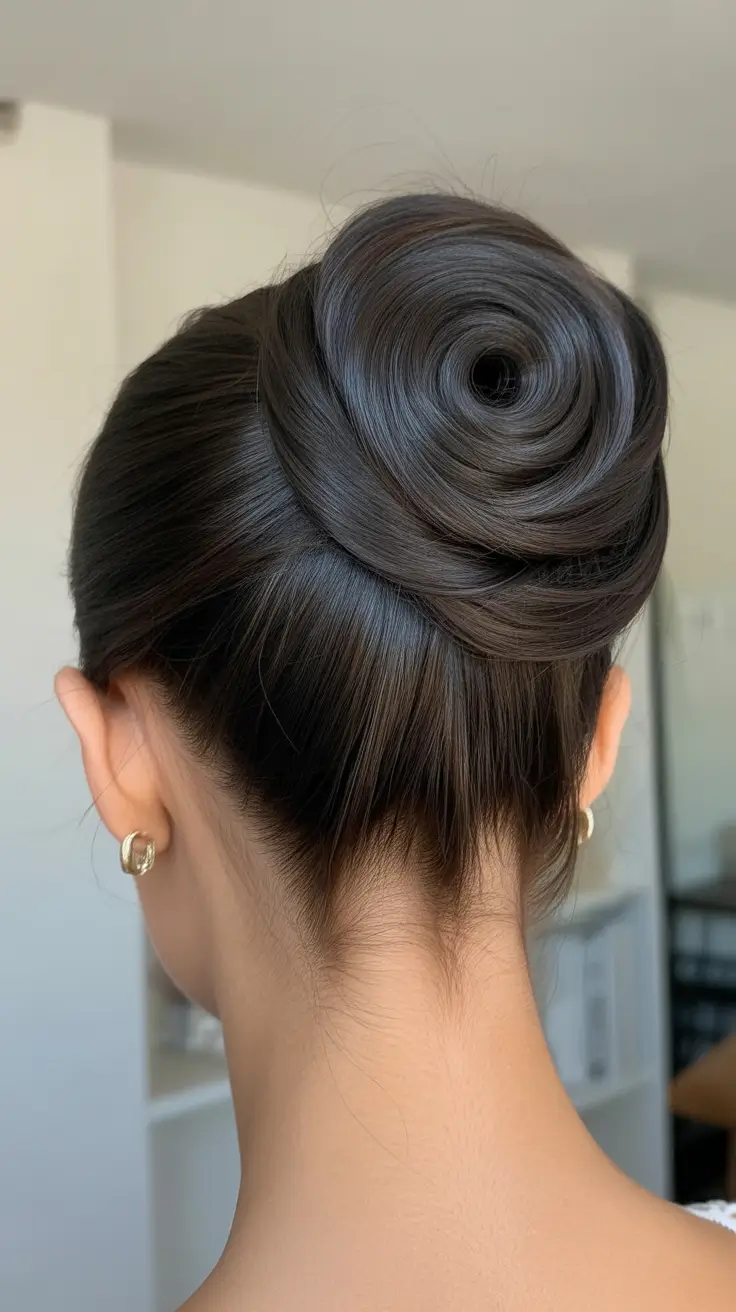 Modern bun hairdos 2026 The graphic swirl bun that feels futuristic