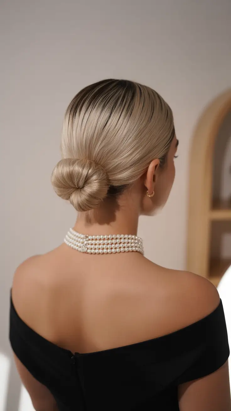 Modern bun hairdos 2026 The luminous low bun with old-Hollywood restraint