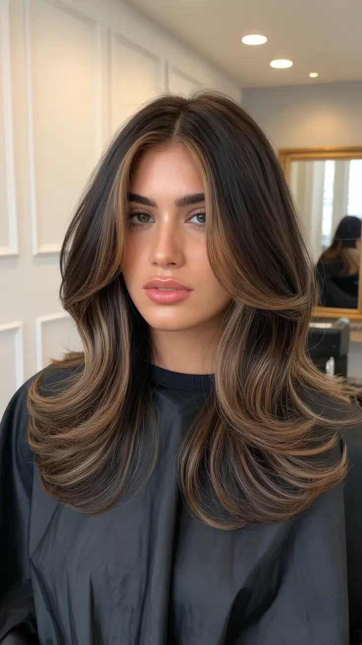 Modern medium length haircuts 2026 Chocolate Swirl Layers