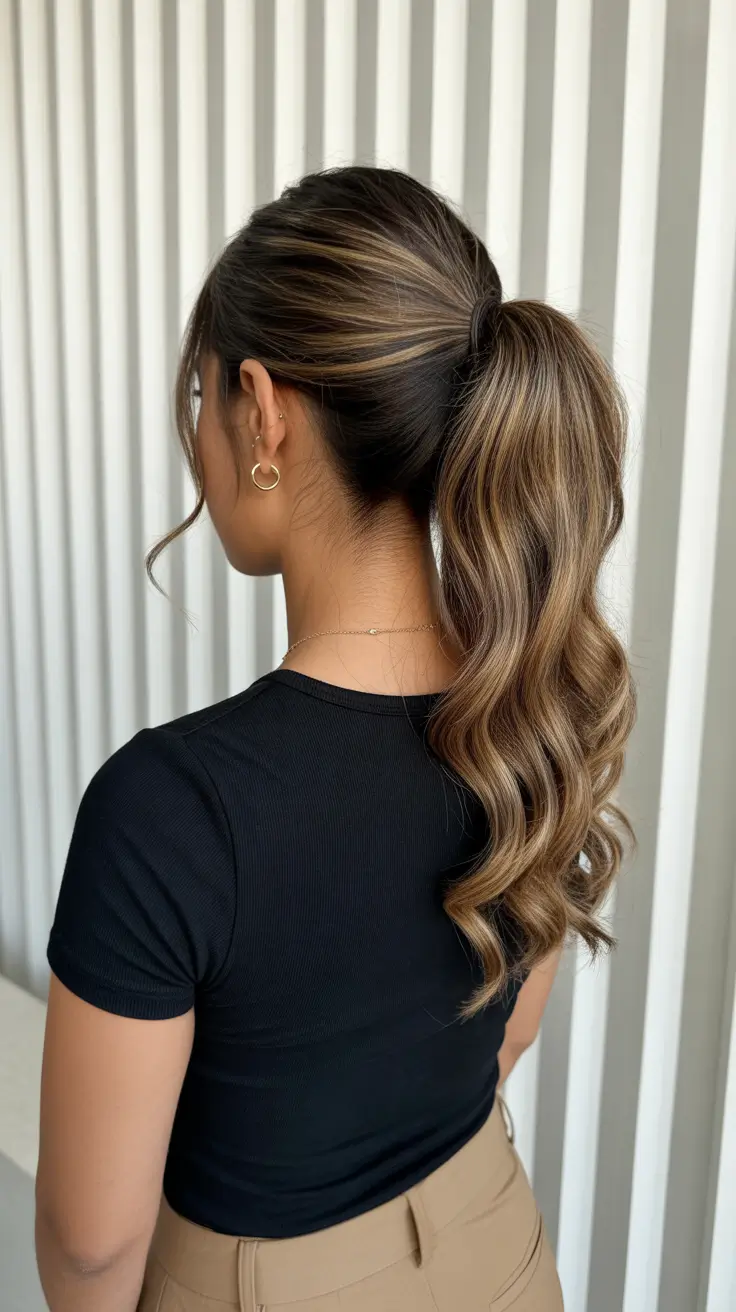 Modern ponytail hairstyles 2026 Soft Ribbon Waves Ponytail