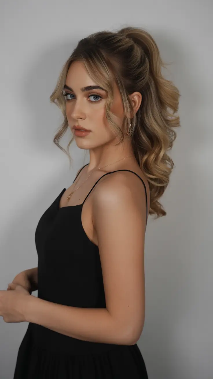 Modern ponytail hairstyles 2026 Soft Tousled Party Ponytail