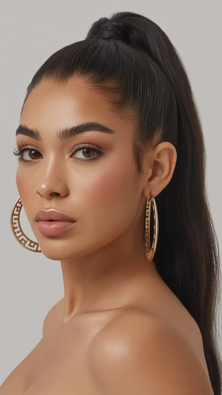 Modern ponytail hairstyles 2026 Sculpted Sleek High Pony for Deep Brunettes