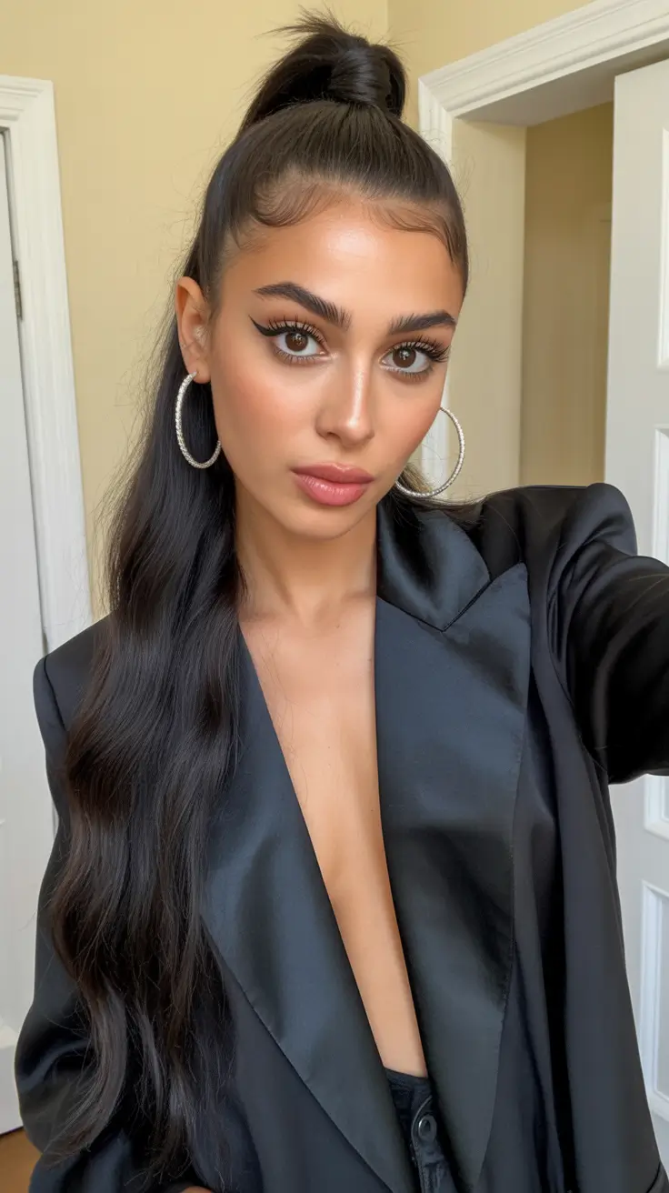 Modern ponytail hairstyles 2026 High Luxe Wave Pony