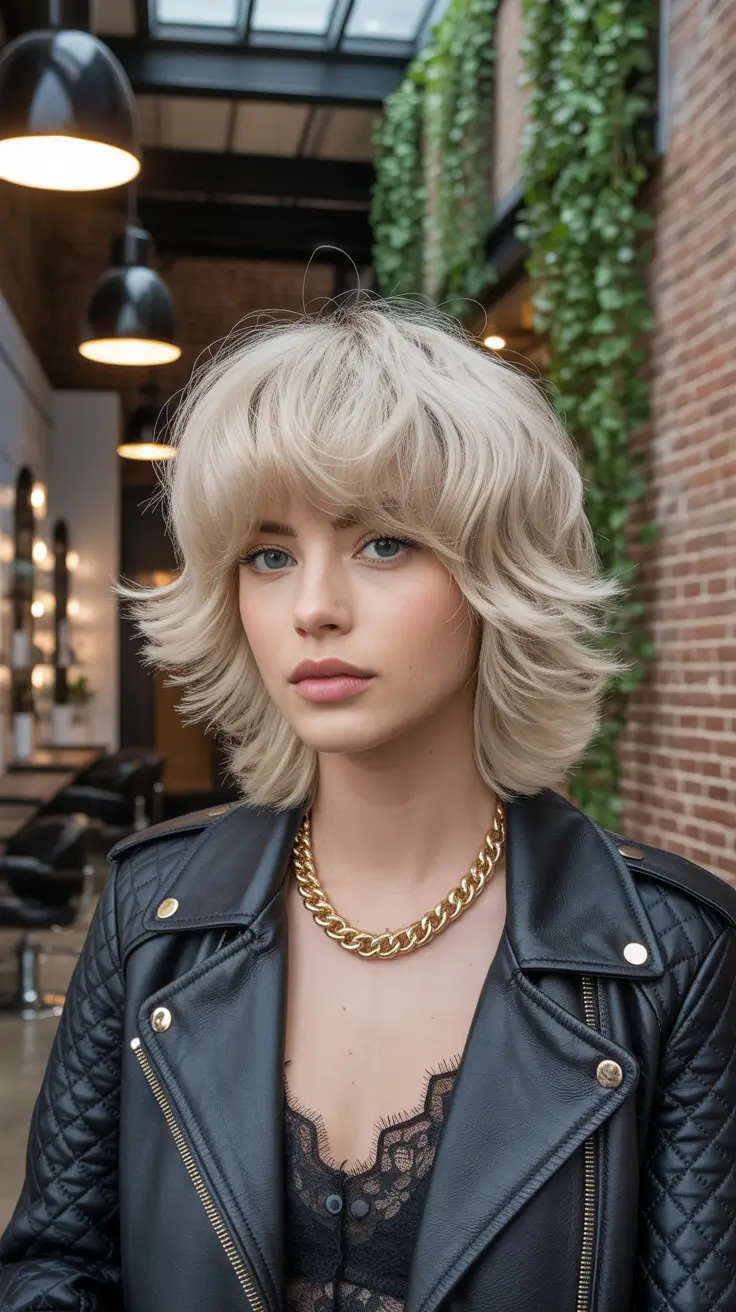 Modern shag hairstyles 2026 Medium Blonde Shag With Soft 70s Flow