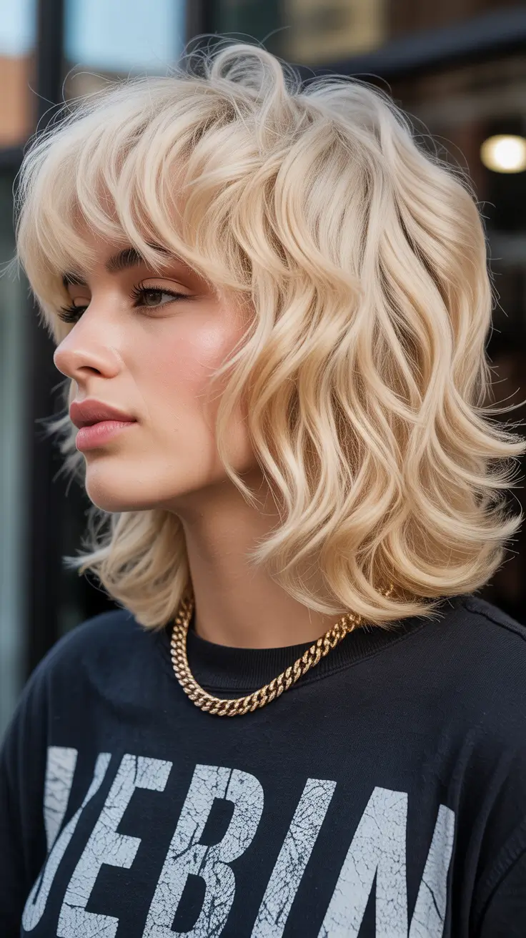 Modern shag hairstyles 2026 Blonde Wavy Shag With Soft Volume