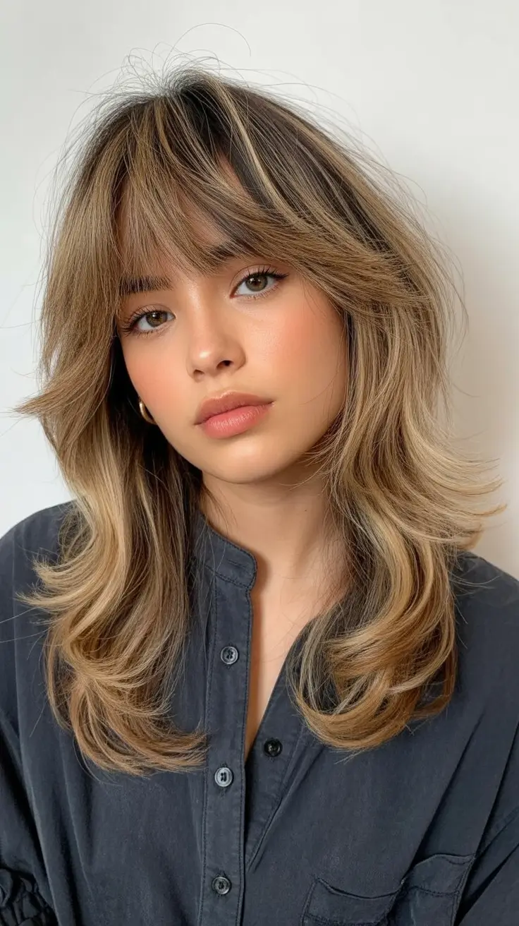 Modern shag hairstyles 2026 Long Soft Shag With Face-Framing Bangs