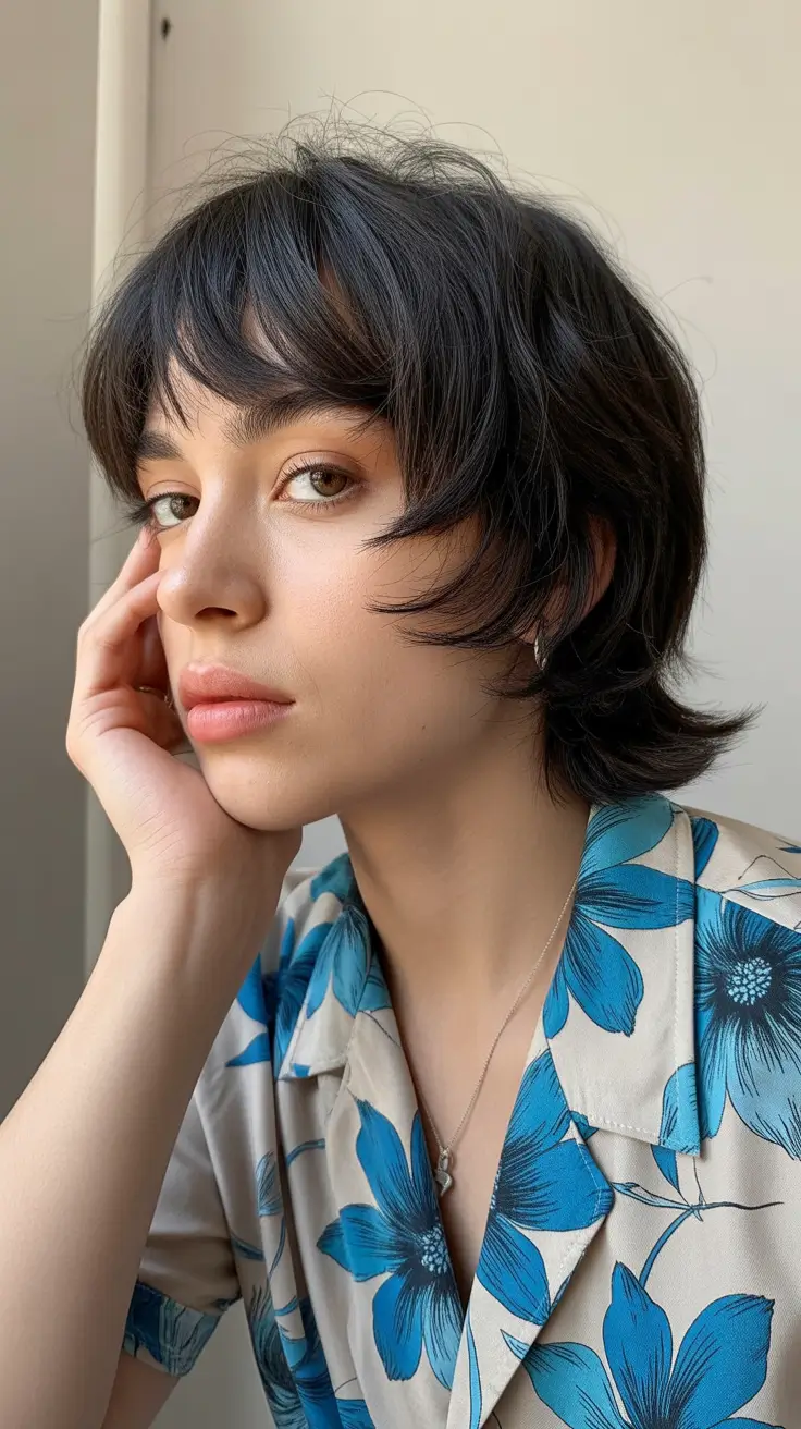 Modern shag hairstyles 2026 Short Chic Shag With Clean Fringe