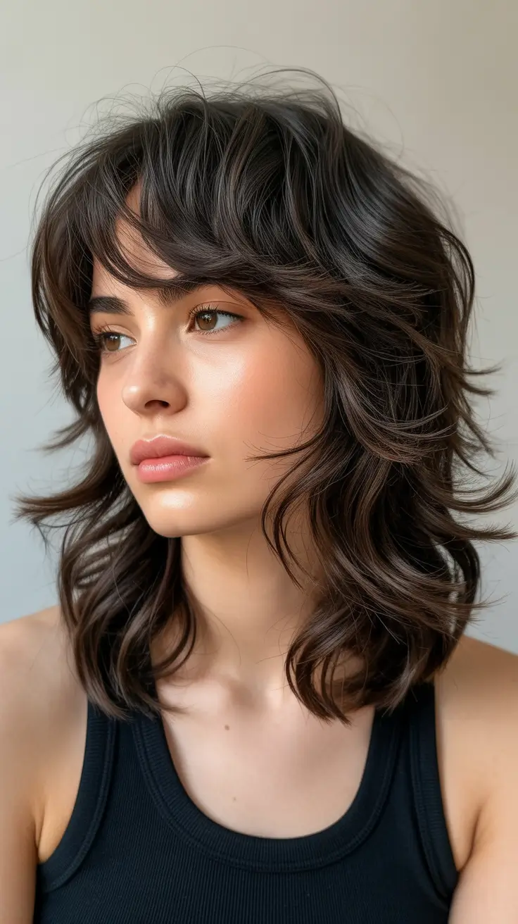 Modern shag hairstyles 2026 Layered Medium Shag With Wolf Cut Influence