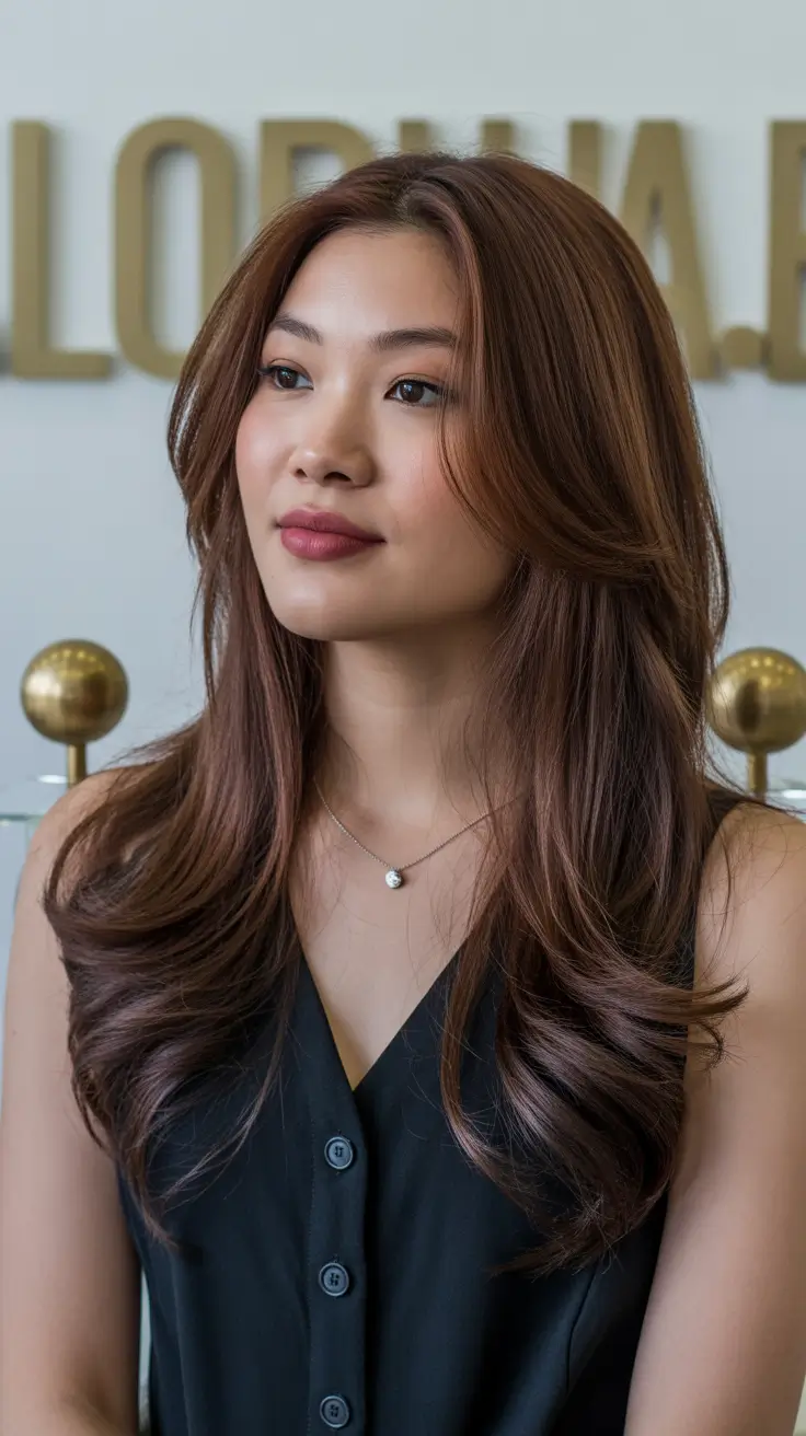 Modern wavy haircuts 2026 Copper-Toned Butterfly Layers