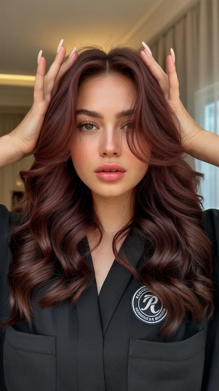 Modern wavy haircuts 2026 Velvet Chestnut Waves