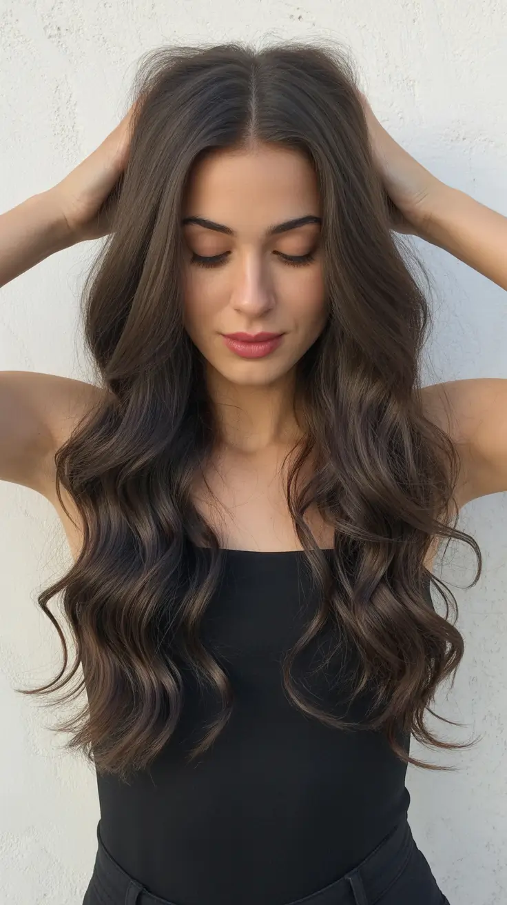 Modern wavy haircuts 2026 Satin Espresso Waves