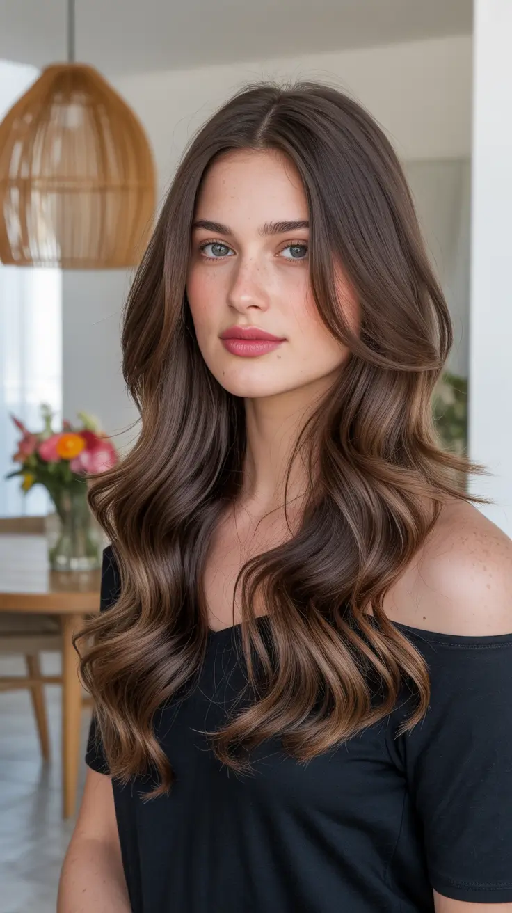 Modern wavy haircuts 2026 Cafe Brunette Butterfly