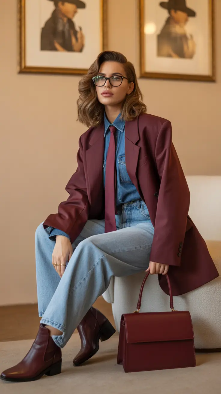 modest outfits for women Retro Denim Layers