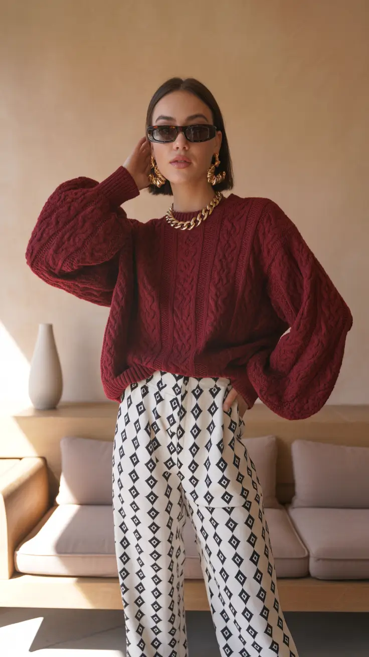 modest outfits inspo aesthetic Burgundy Statement