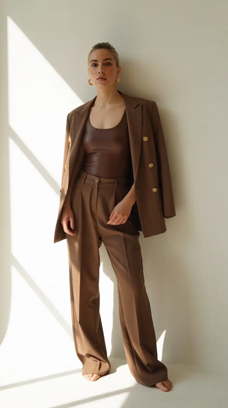modest outfits women Chocolate Power Suit